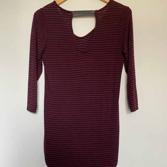 DYNAMITE Burgundy Black Striped Tunic - Picture 5 of 8